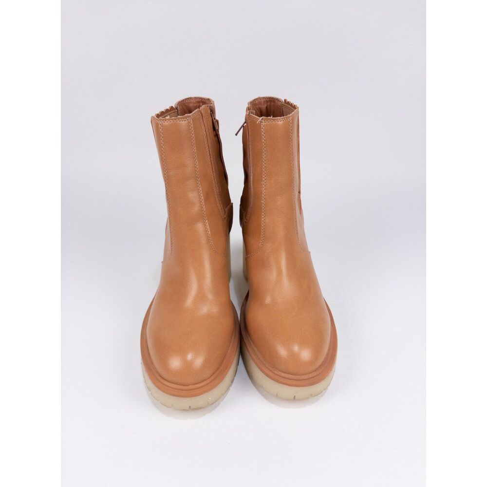 Oasis Society Anastasia Chelsea Boots Tan Lug Sole Chunky Heel Womens 7.5 - Picture 2 of 9
